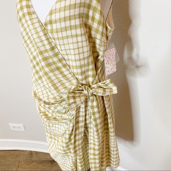 Free People Nodia Gingham Wrap Dress Size 10 - Picture 4 of 9